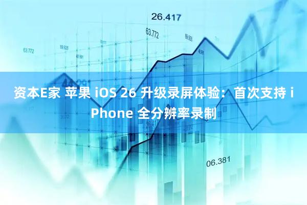 资本E家 苹果 iOS 26 升级录屏体验：首次支持 iPhone 全分辨率录制