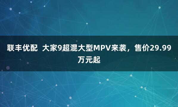 联丰优配  大家9超混大型MPV来袭，售价29.99万元起