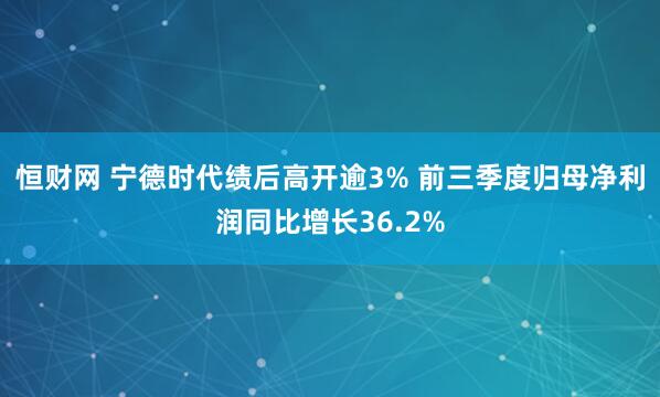 恒财网 宁德时代绩后高开逾3% 前三季度归母净利润同比增长36.2%