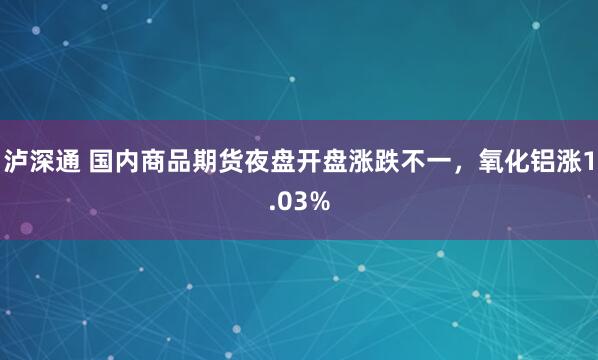 泸深通 国内商品期货夜盘开盘涨跌不一，氧化铝涨1.03%